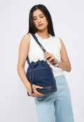 Denim Drawstring Bucket Bag