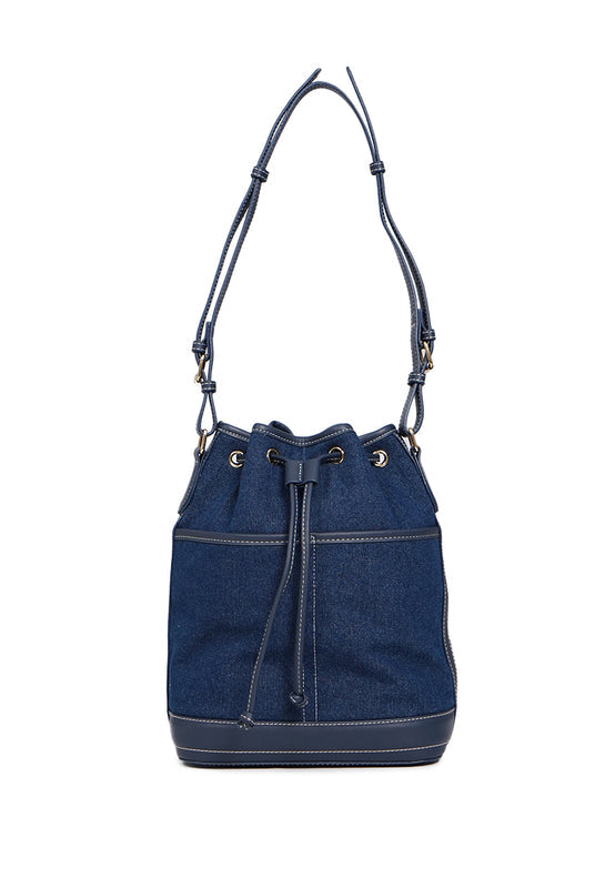 Denim Drawstring Bucket Bag