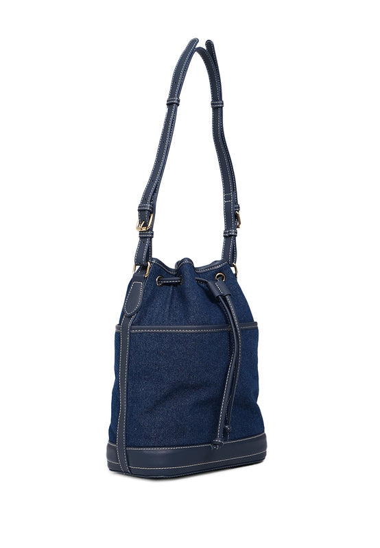 Denim Drawstring Bucket Bag