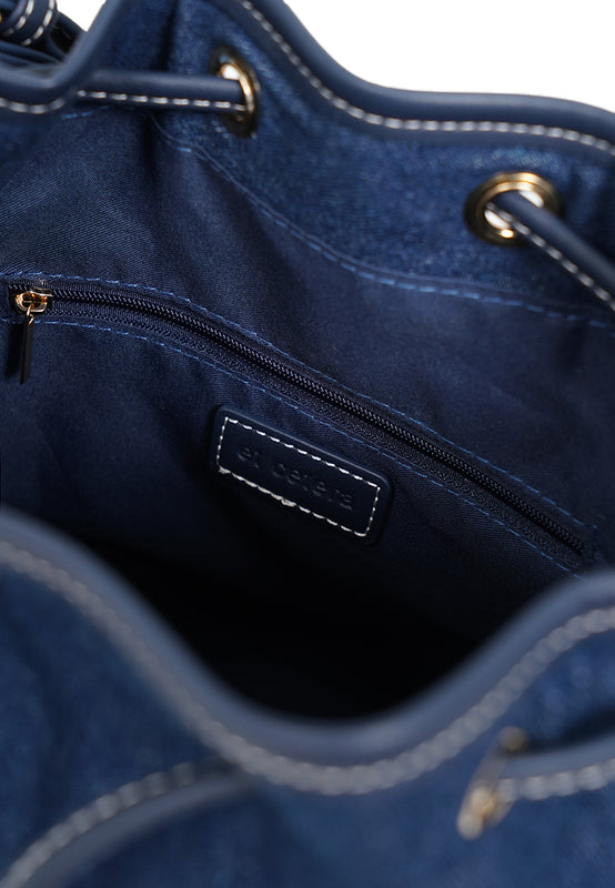 Denim Drawstring Bucket Bag