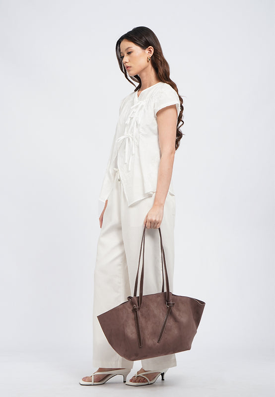 Dark Brown Suede Tote Bag