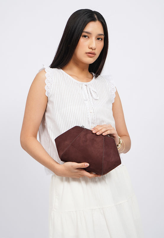 Dark Brown Suede Sling Bag