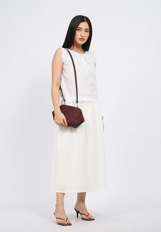 Dark Brown Suede Sling Bag