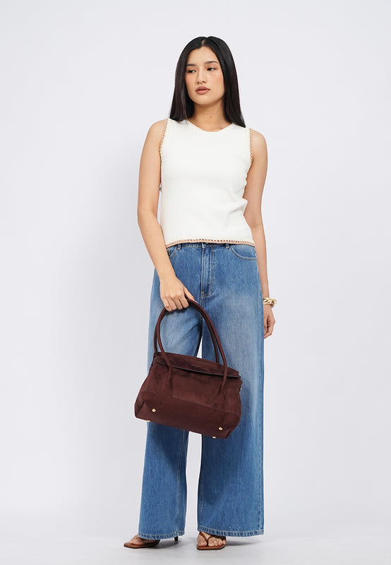 Brown Suede Tote Bag