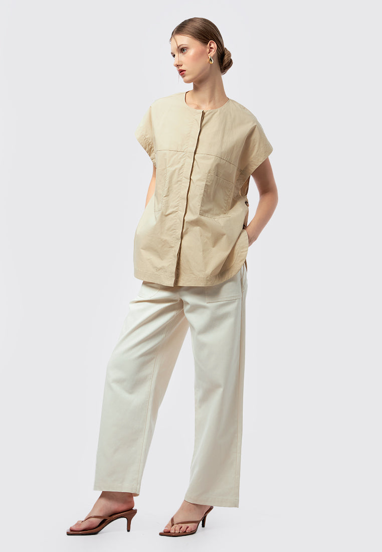 Round Neck Sleeveless Blouse
