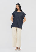 Oversized Sleeveless Chambray Blouse
