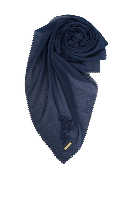 Embroidery Scarves Navy