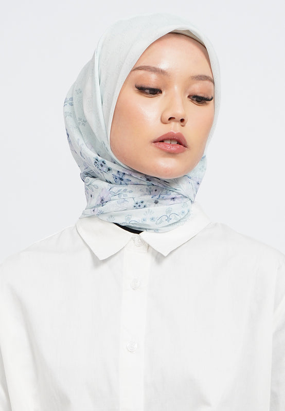 Printed Square Scarves Blue