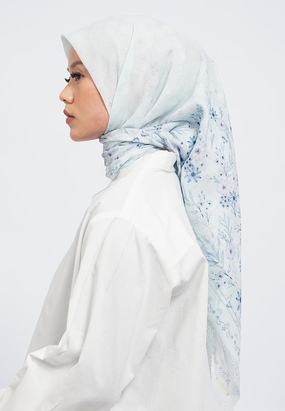 Printed Square Scarves Blue