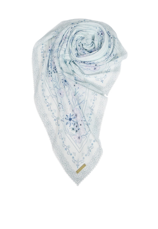 Printed Square Scarves Blue
