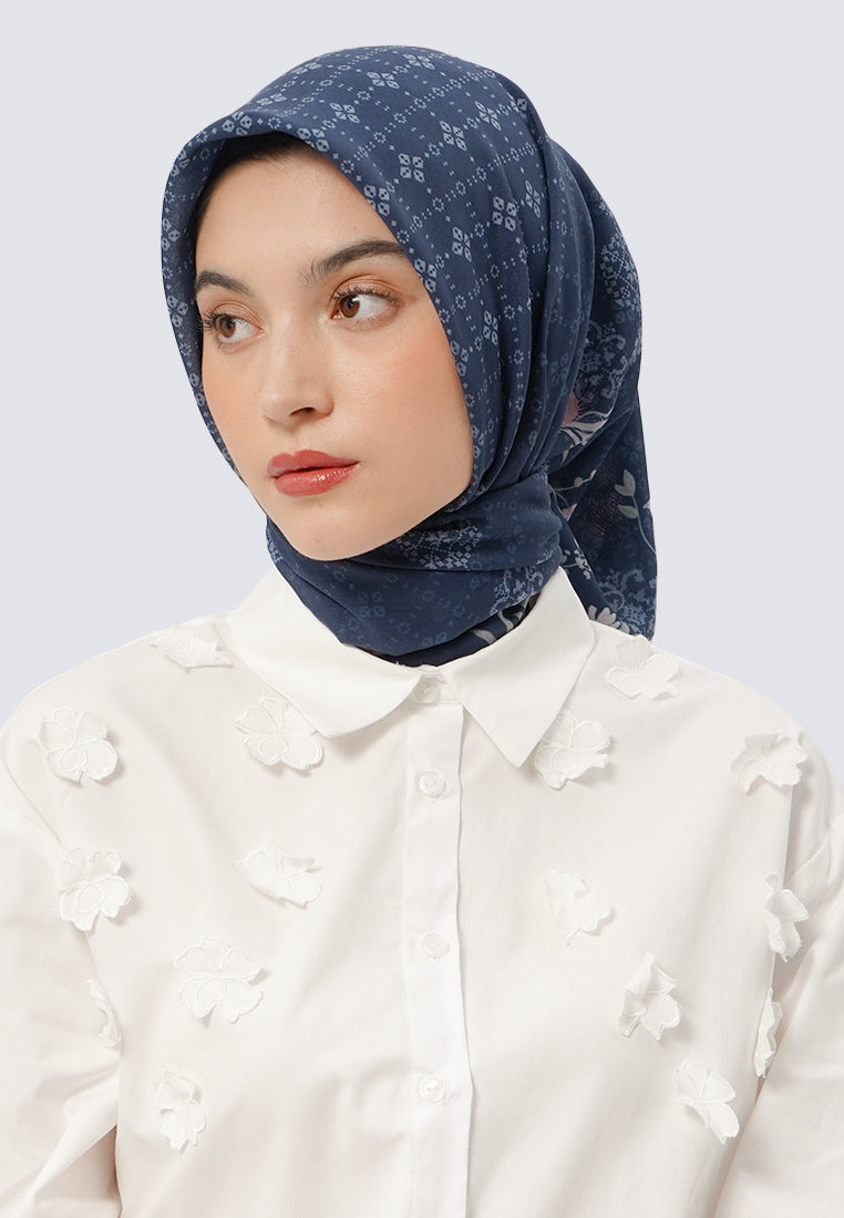 Et Cetera Printed Scarves Navy