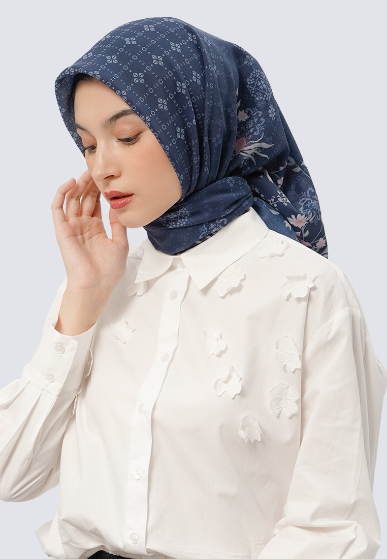 Et Cetera Printed Scarves Navy