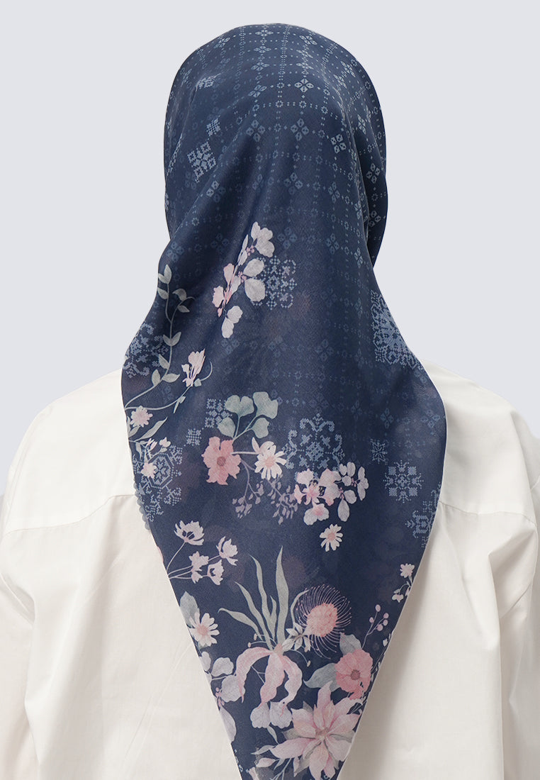 Et Cetera Printed Scarves Navy