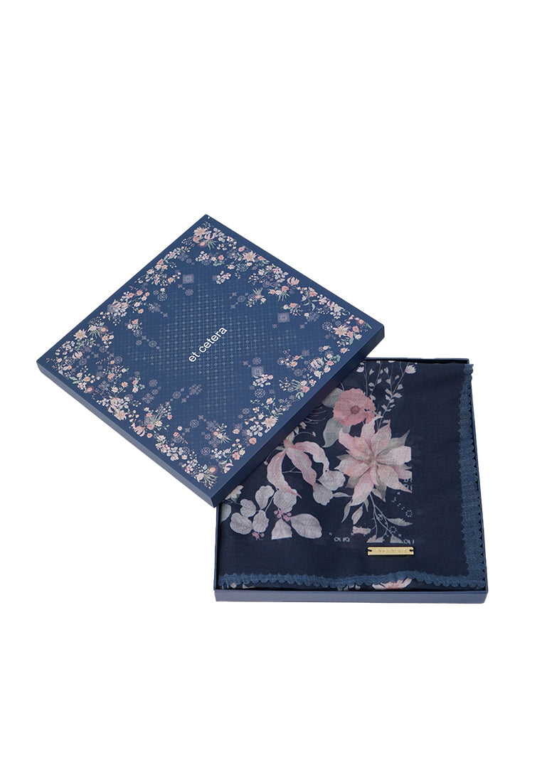 Et Cetera Printed Scarves Navy
