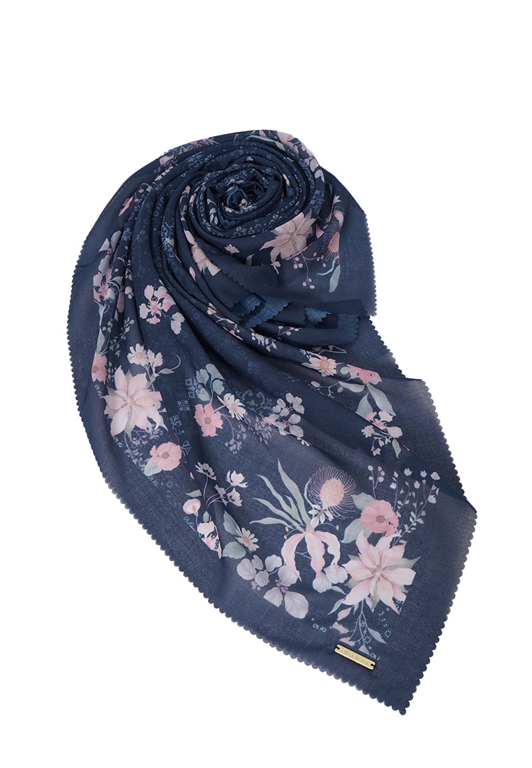 Et Cetera Printed Scarves Navy