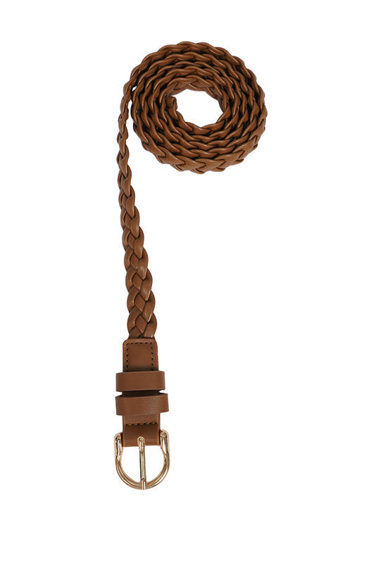 Braided Camel Buckel Belt