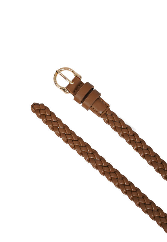 Braided Camel Buckel Belt