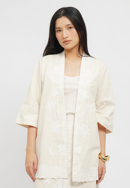 Embroidered Open Front Kimono