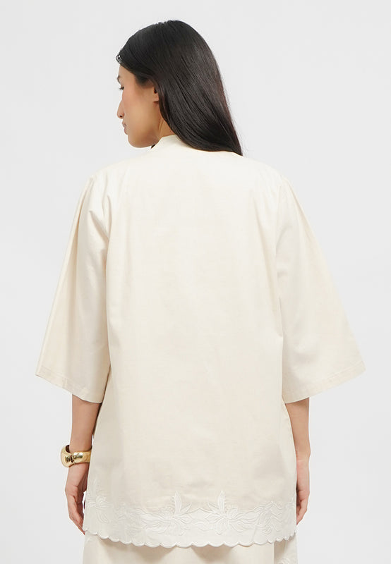 Embroidered Open Front Kimono