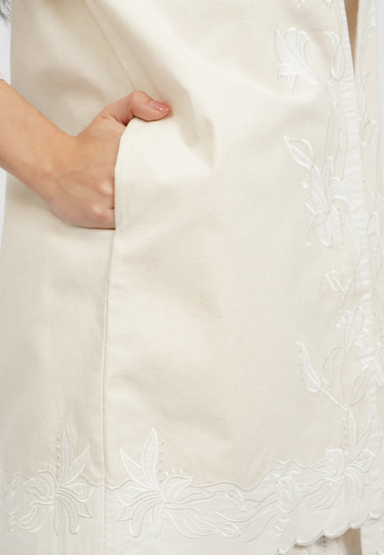 Embroidered Open Front Kimono