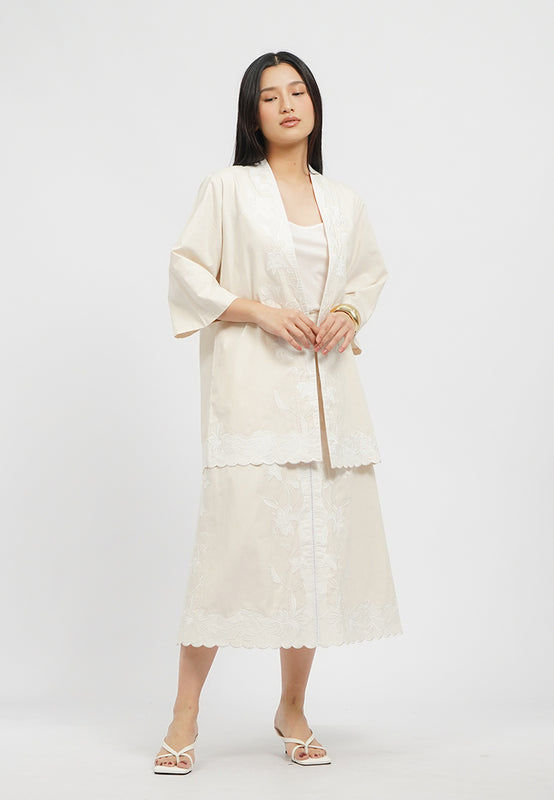Embroidered Open Front Kimono