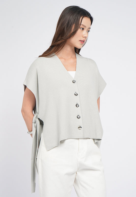 Oversized Side Tie Knit Vest