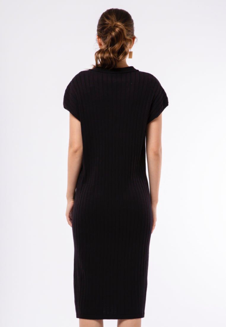 Knit Midi Dress with Slit Details