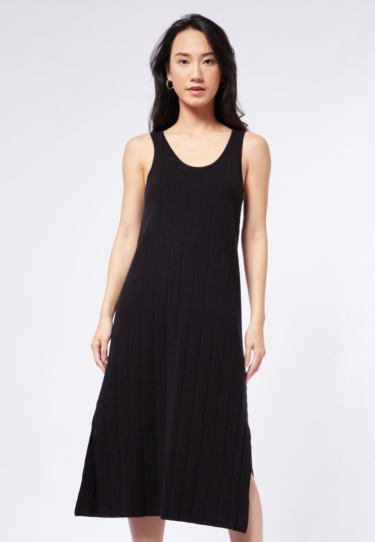Knit Midi Dress with Side Slit Details