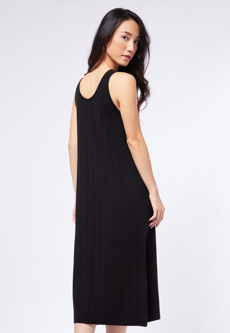 Knit Midi Dress with Side Slit Details