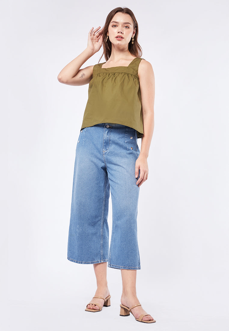Square Neck Sleeveless Blouse