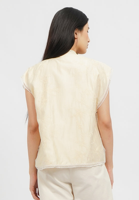 Oversized Vest with Lace Trim