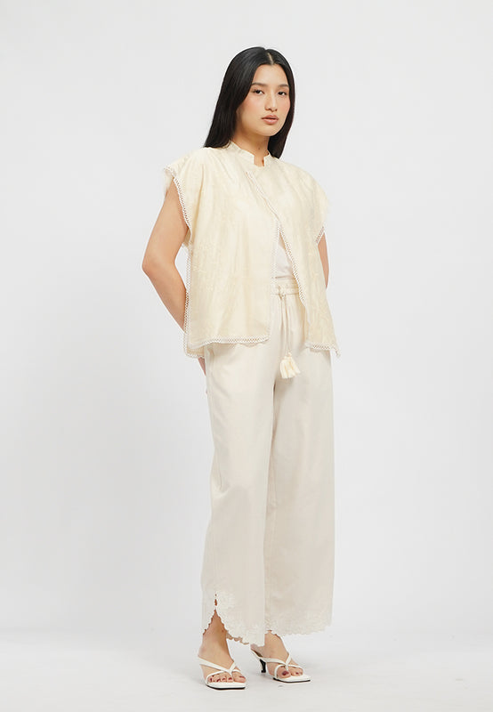 Oversized Vest with Lace Trim