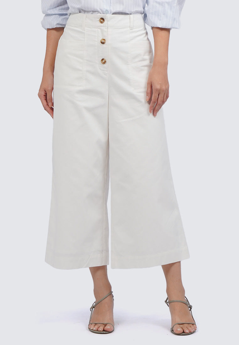 Front Button High Waist Culottes