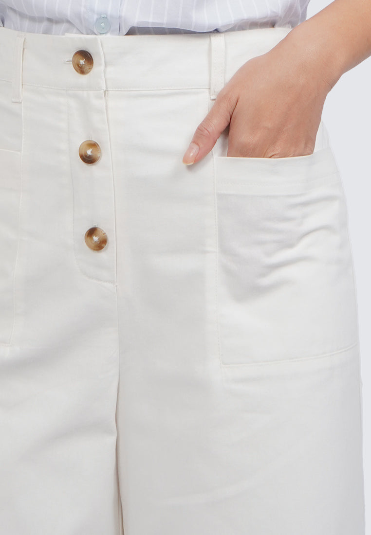 Front Button High Waist Culottes