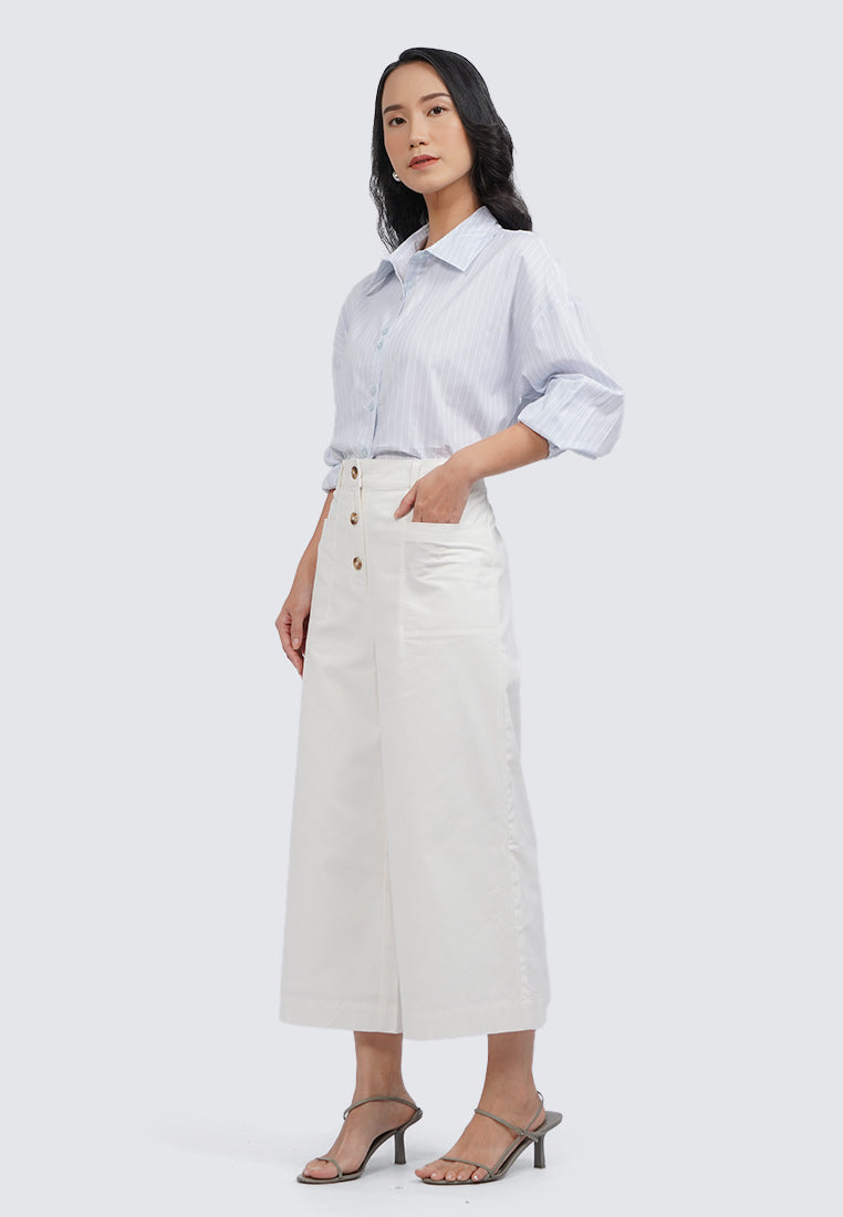 Front Button High Waist Culottes