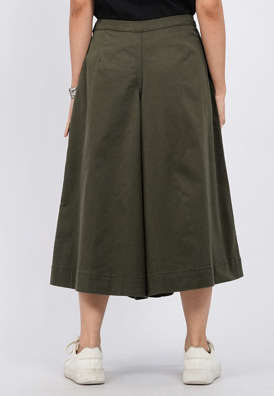 Double Pocket Wide Leg Cullote Pants