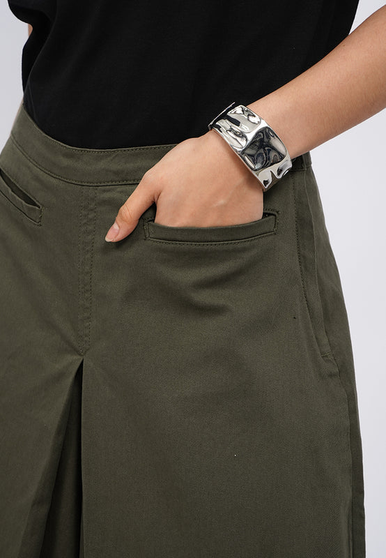Double Pocket Wide Leg Cullote Pants