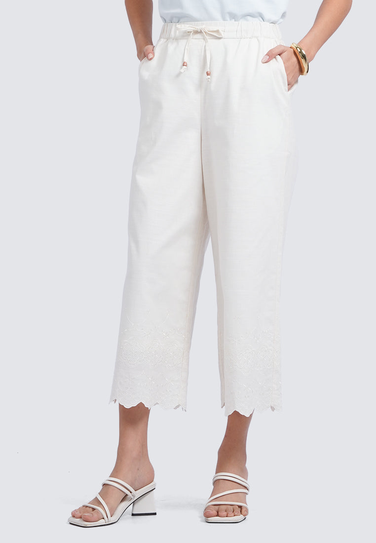 Drawstring Pants with Wavy Hem