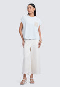 Drawstring Pants with Wavy Hem