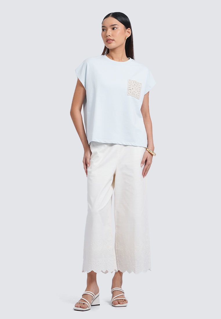 Drawstring Pants with Wavy Hem