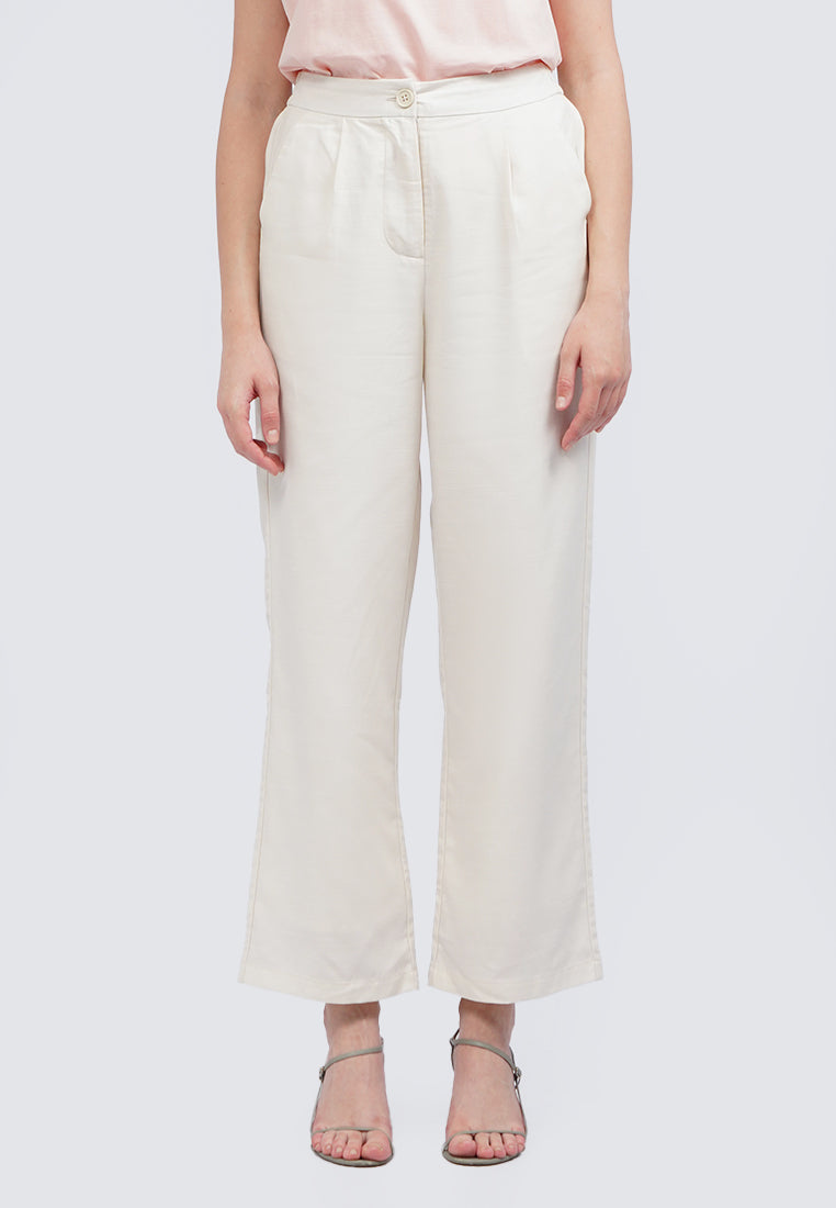 Straight Fit Pants with Elastic Back
