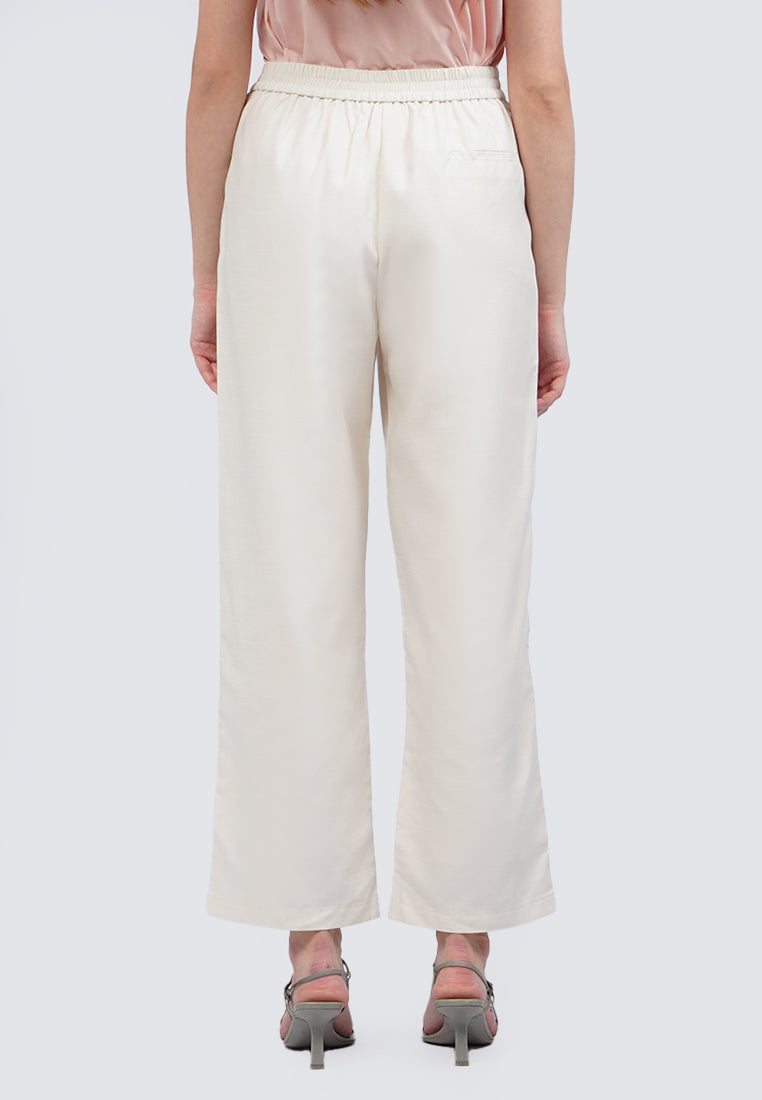 Straight Fit Pants with Elastic Back
