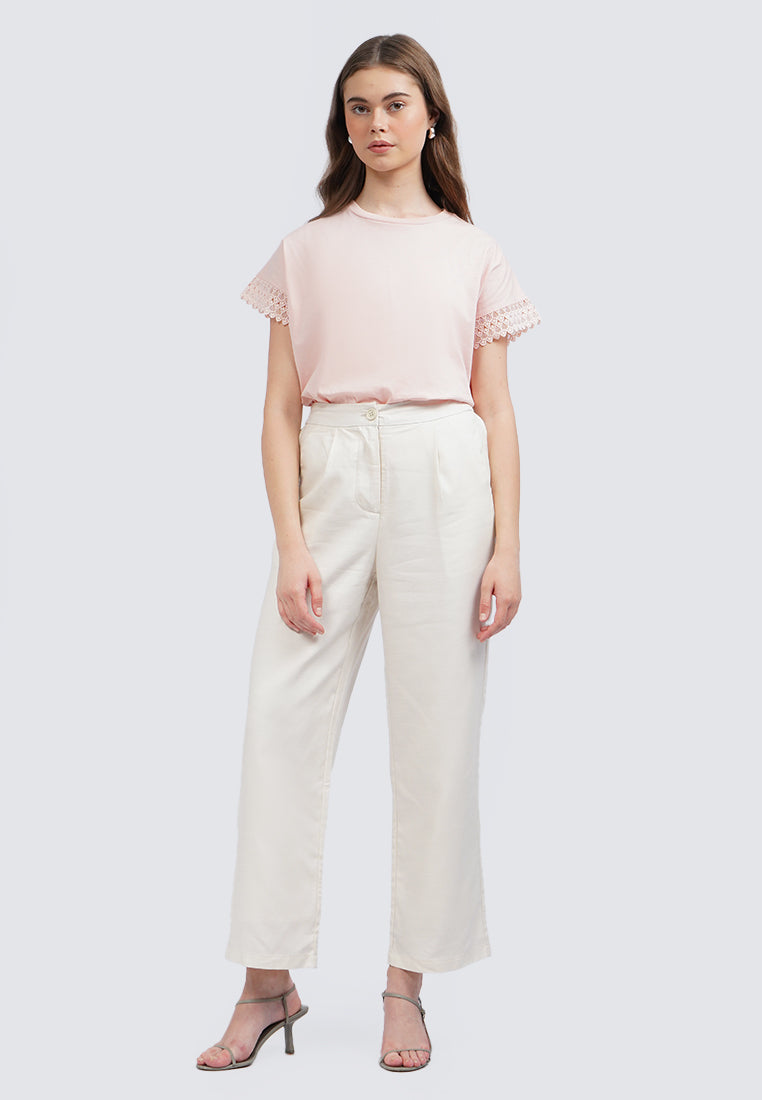 Straight Fit Pants with Elastic Back