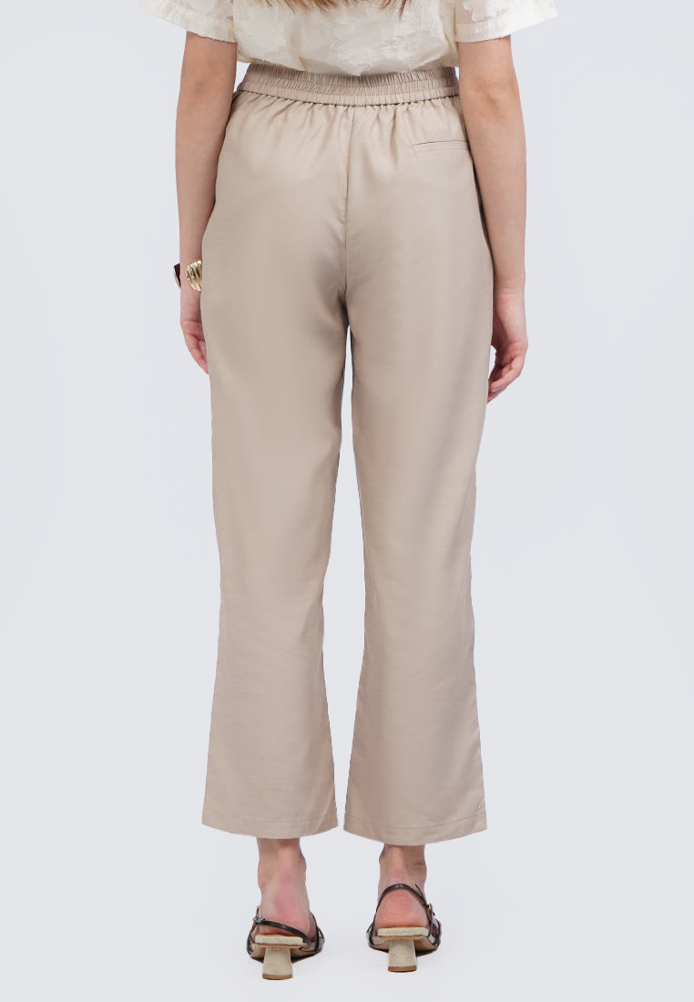 Straight Fit Pants with Elastic Back