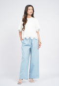 Wide Leg Drawstring Denim Pants