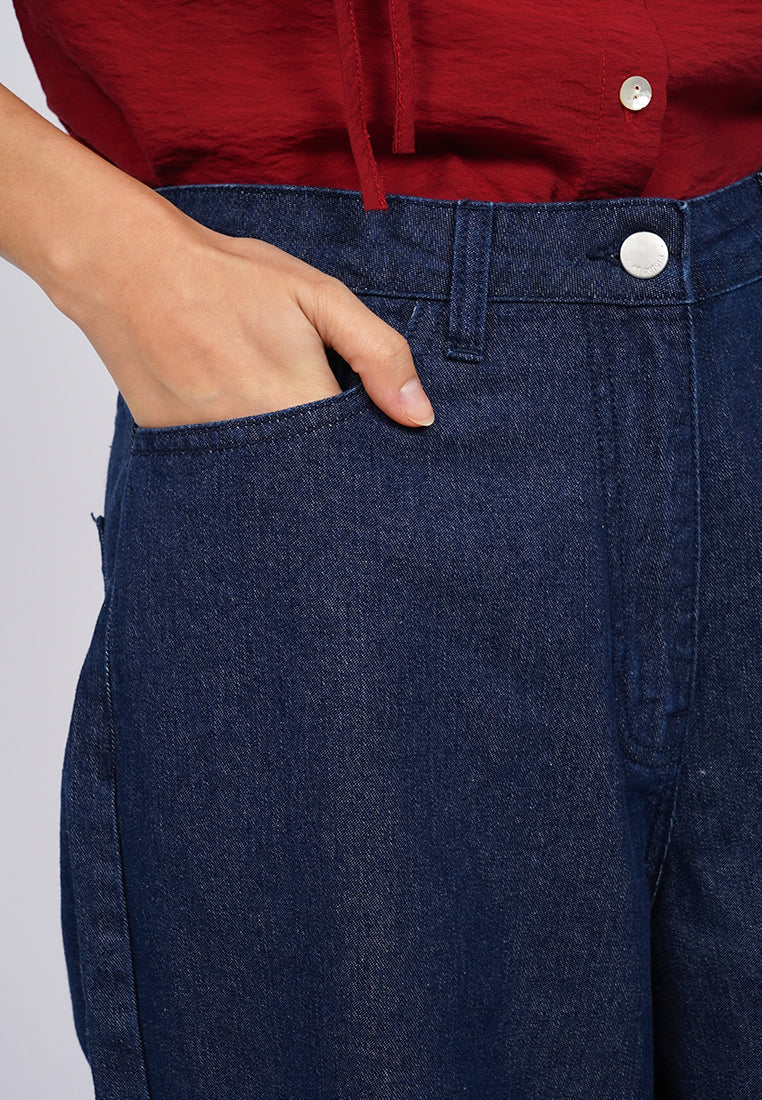 Contrast Embroidered Denim Pants