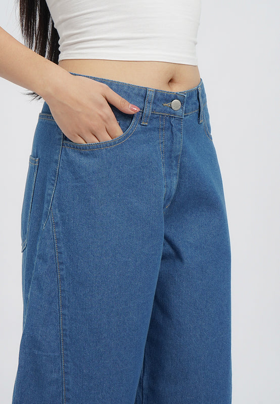 High Waist Barrel Denim Pants