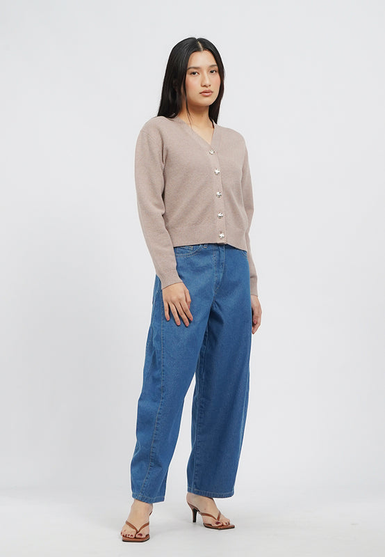 High Waist Barrel Denim Pants