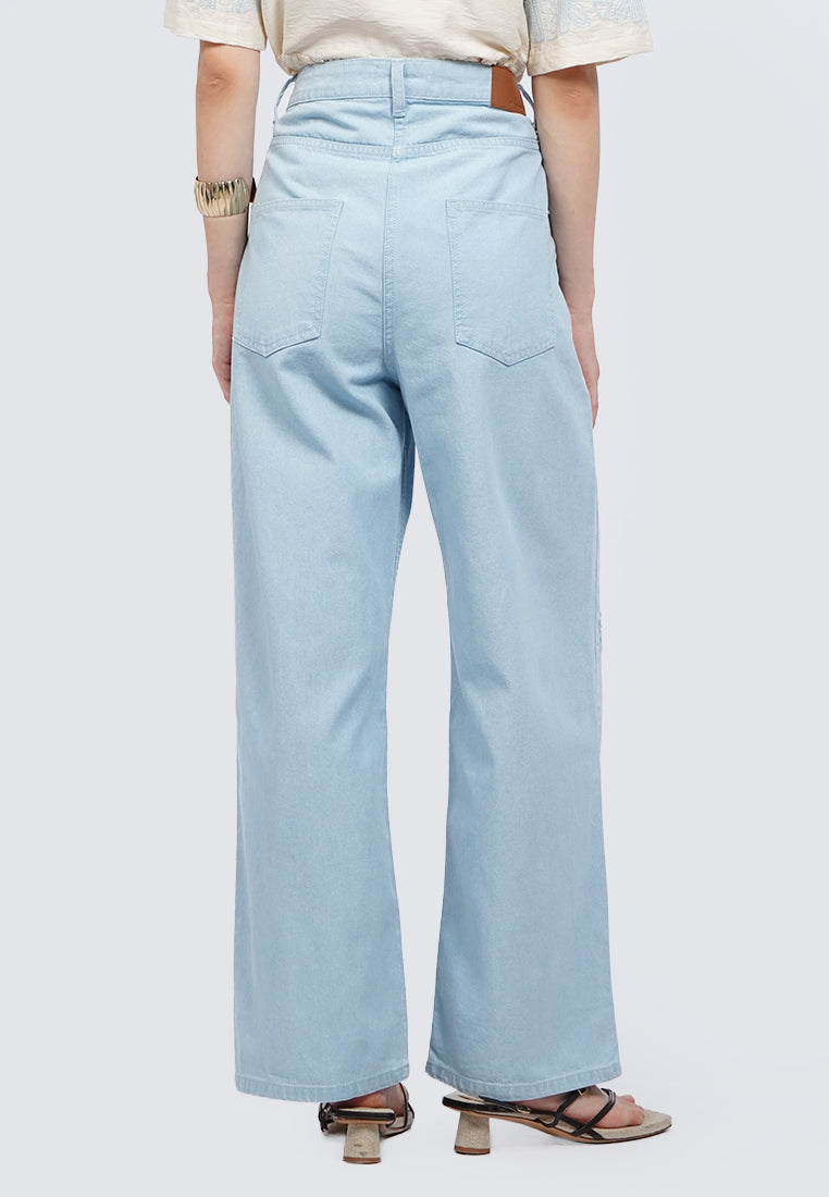Embroidered Straight Denim Pants