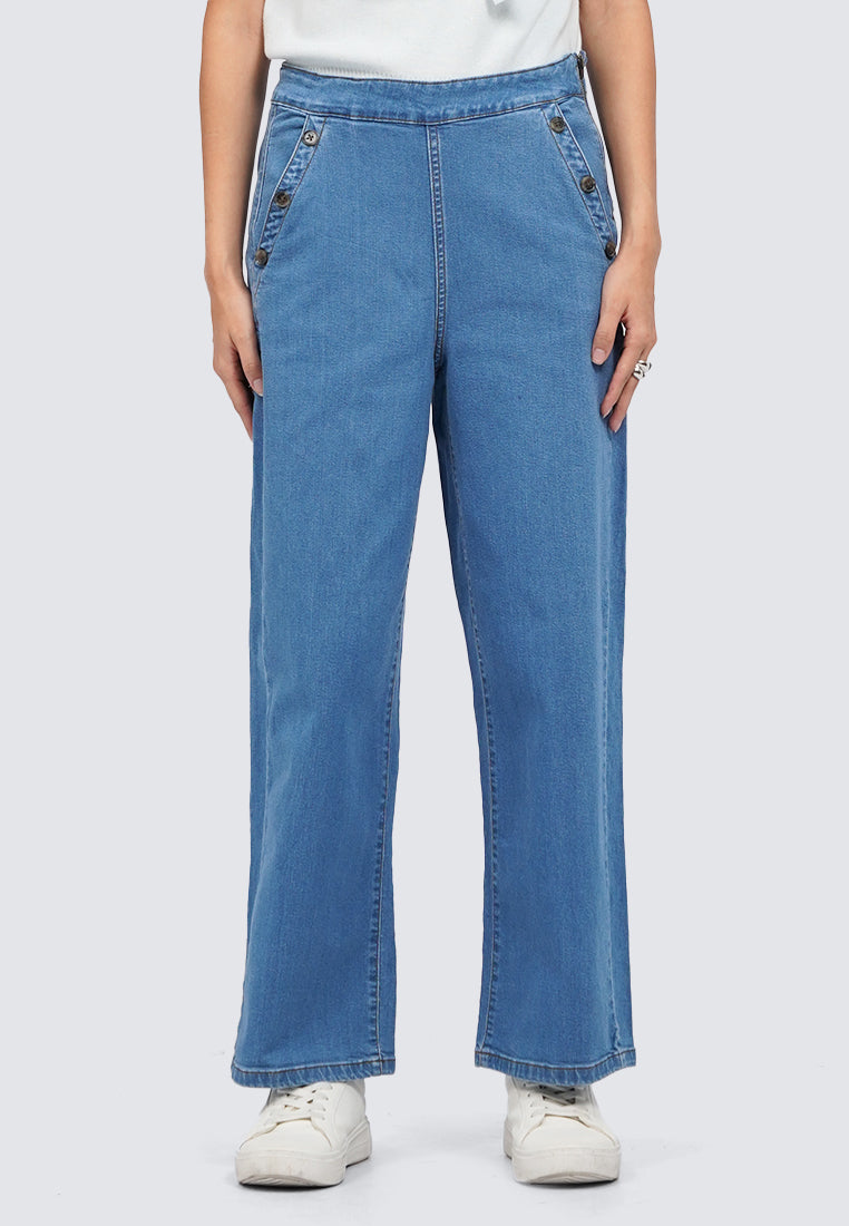 Button Details Denim Pants